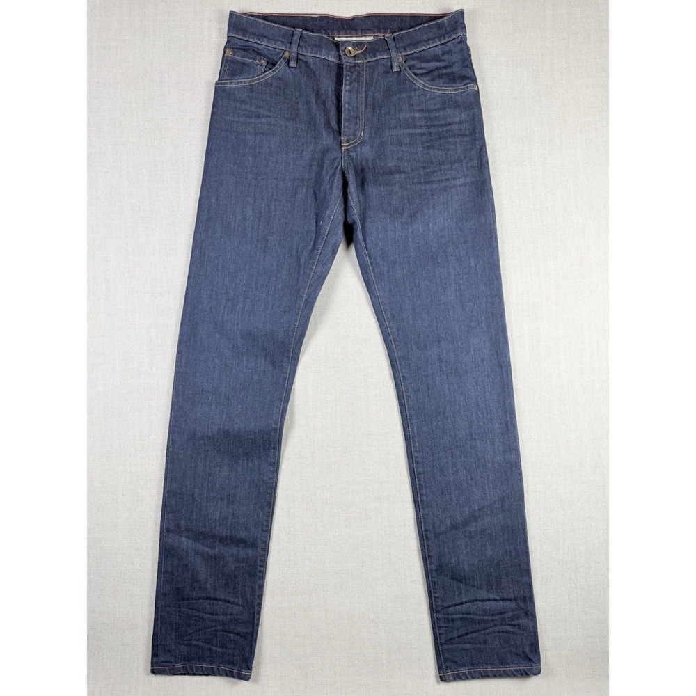 Raleigh Denim Workshop Jeans Mens 31x34 Martin Blue Dark Wash Thin Taper NWT